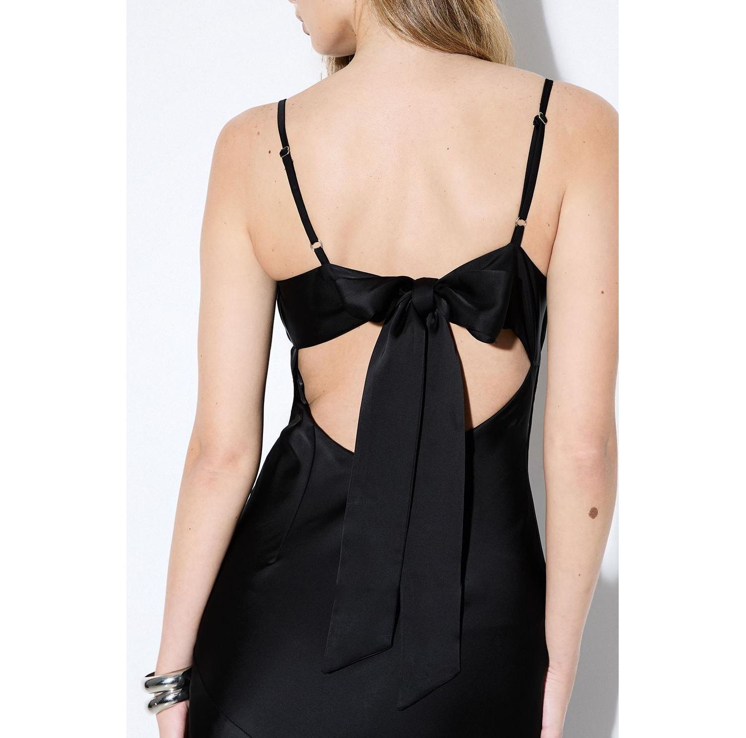 Women's Premium Satin Bow Bridesmaid Dress