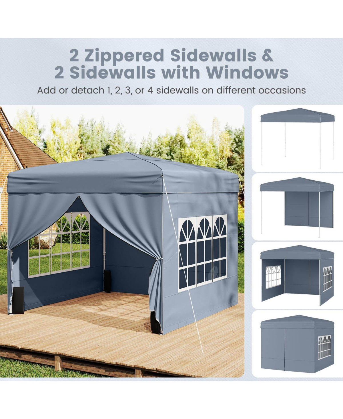 Mecale 10x10 ft Pop-Up Canopy Tent Outdoor Patio Shelter with 4 Sidewalls