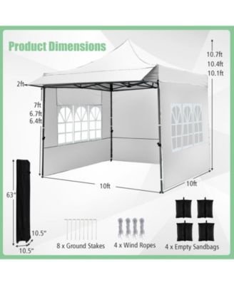 10x10 ft Pop-Up Canopy Tent with Awning and Sidewalls, Party or Picnic