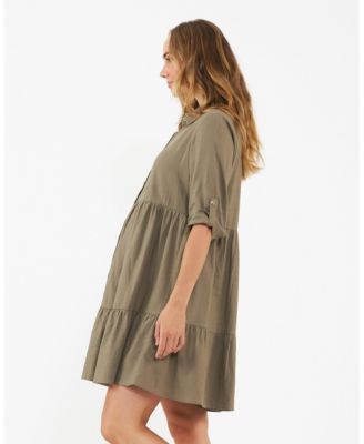 Maternity Ripe Adel Button Linen Dress