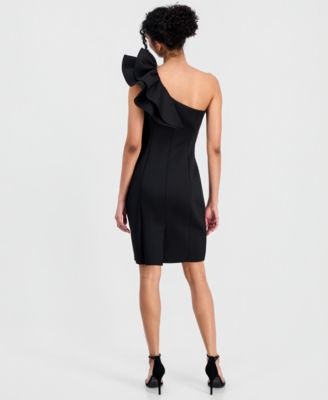 Women's One-Shoulder Asymmetrical Ruffle-Detail Sheath Dress