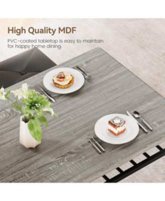 5-Piece Dining Table Set for 4-5 People 43 Inch Extendable Kitchen Table Set with 1 Benche and 2 Square Stools Dining Room Table