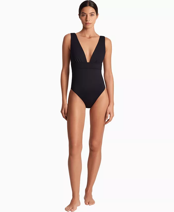Women's Modern V-Neck Sculpting One-Piece Swimsuit