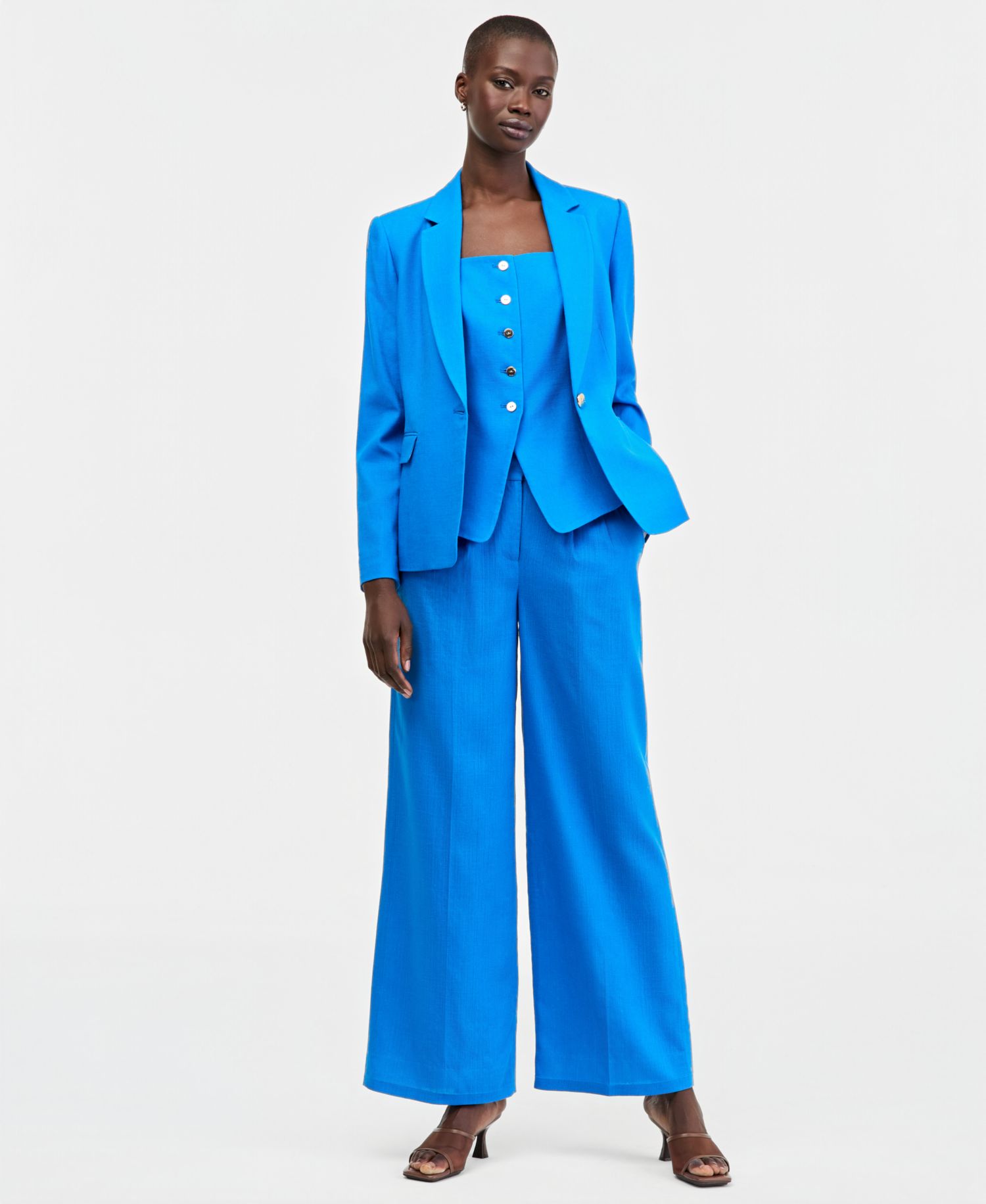 Women's Linen-Blend Single-Button Blazer