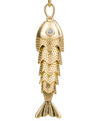 Gold-Tone Plated Double Fish Drop Earrings