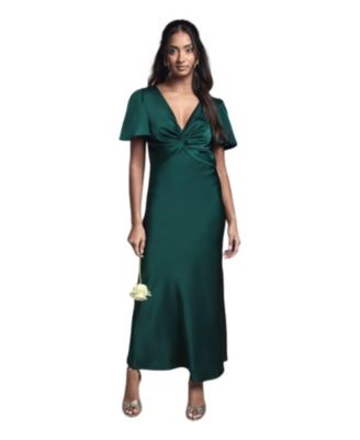 Women's Satin Midi Bridesmaid Dress
