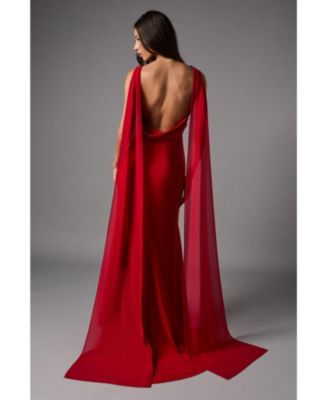 Women's Cowl Back Crepe Maxi Dress