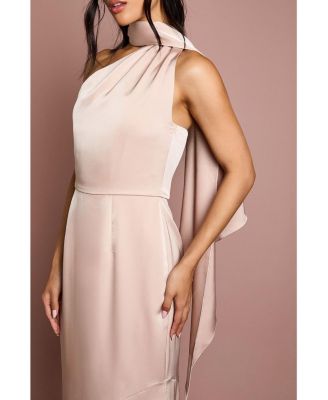 Women's Satin One Shoulder Maxi Dress