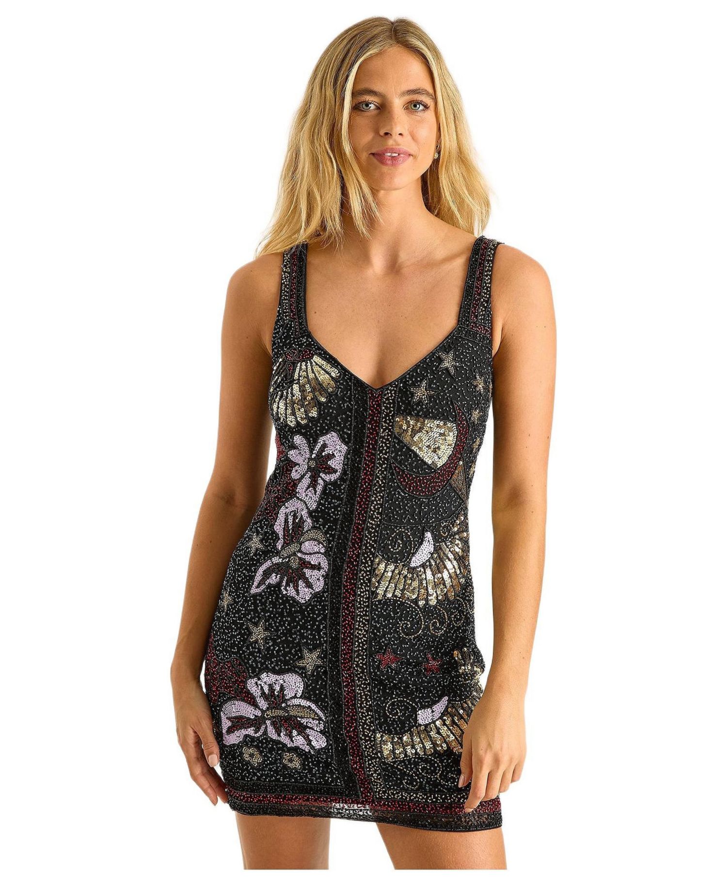 Women's Celestial Beaded Mini Dress