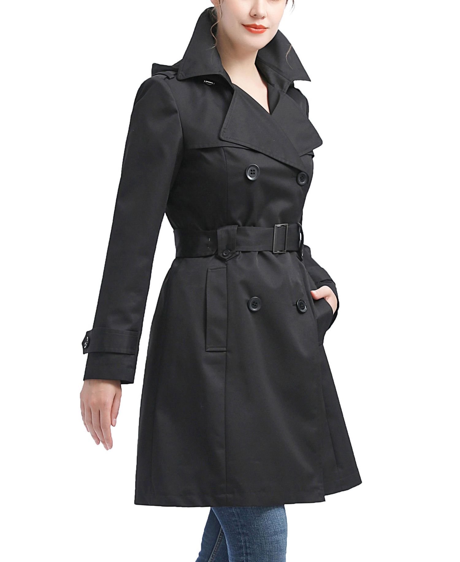 Women's Hooded Water-Resistant Trench Coat