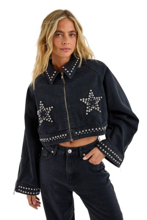 Женские куртки Nasty Gal Studded Denim Jacket