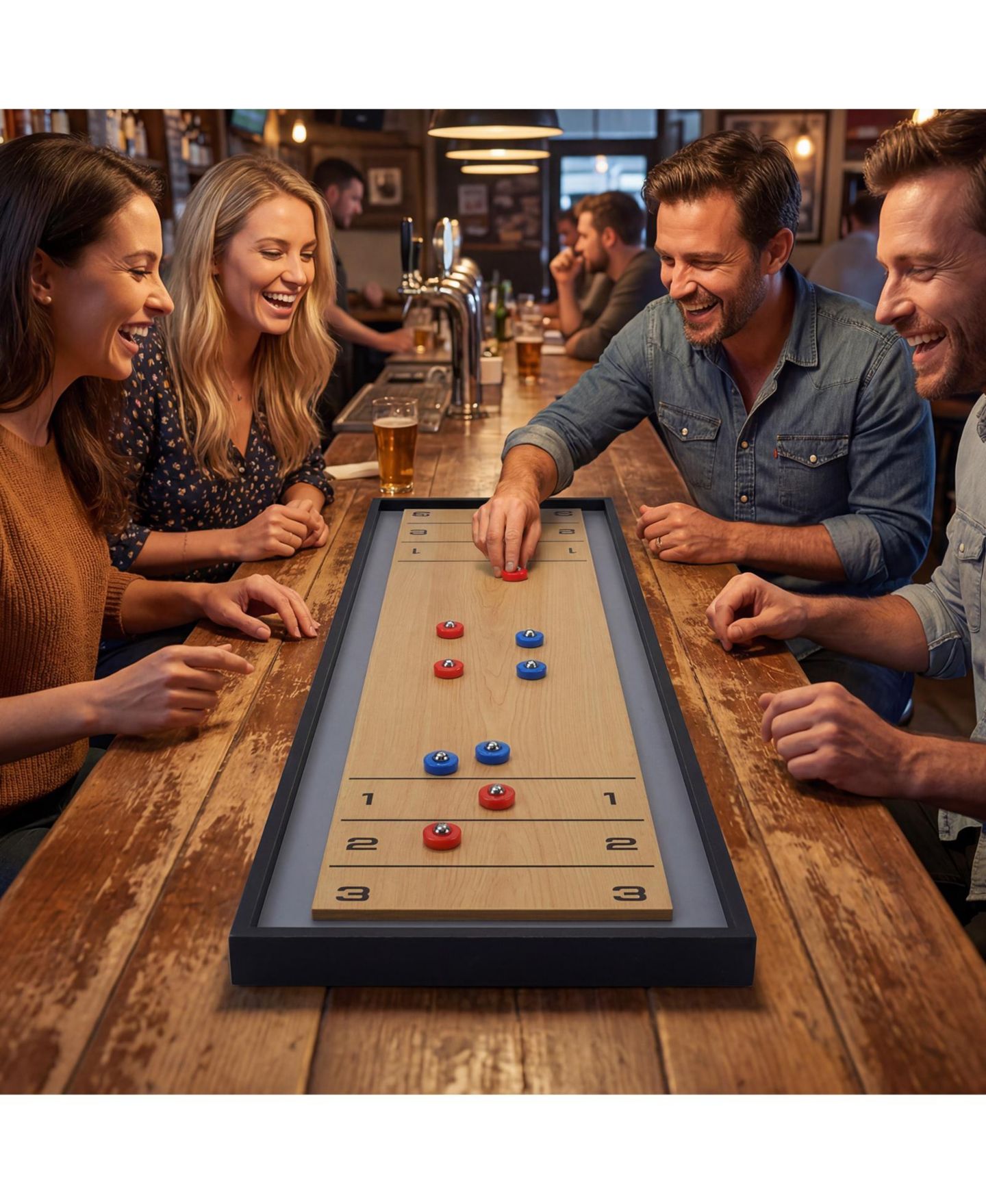 Детская игрушка Mecale 2-in-1 Portable Shuffleboard & Curling Game, Reversible Tabletop, цвет: Белый — фото 8