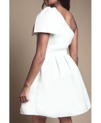 Women's One Shoulder Bow Bridal Mini Dress