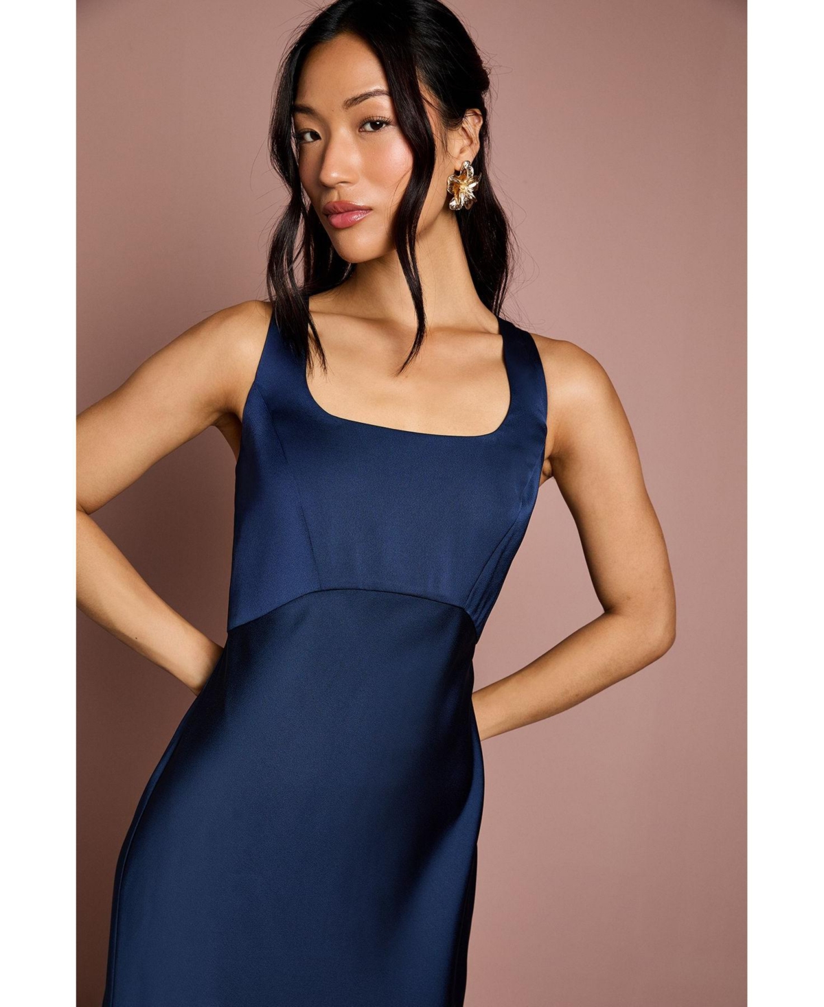 Coast Women's Square Neck Satin Bow Dress