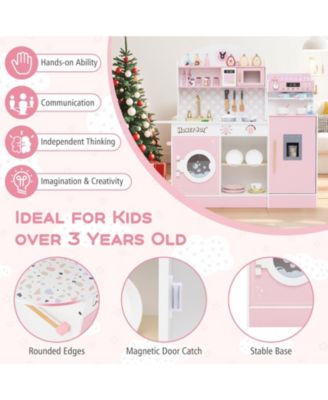 Kids Wooden Kitchen Set with Coffee Maker and Accessories, Play