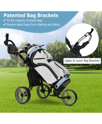 3-Wheel Folding Golf Push Cart with Seat, Scoreboard, Adjustable Handle