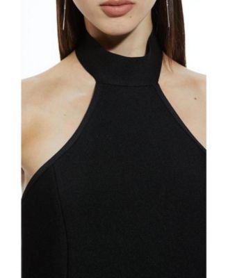 Women's Ruffle Hem Halter Knit Midi Dress