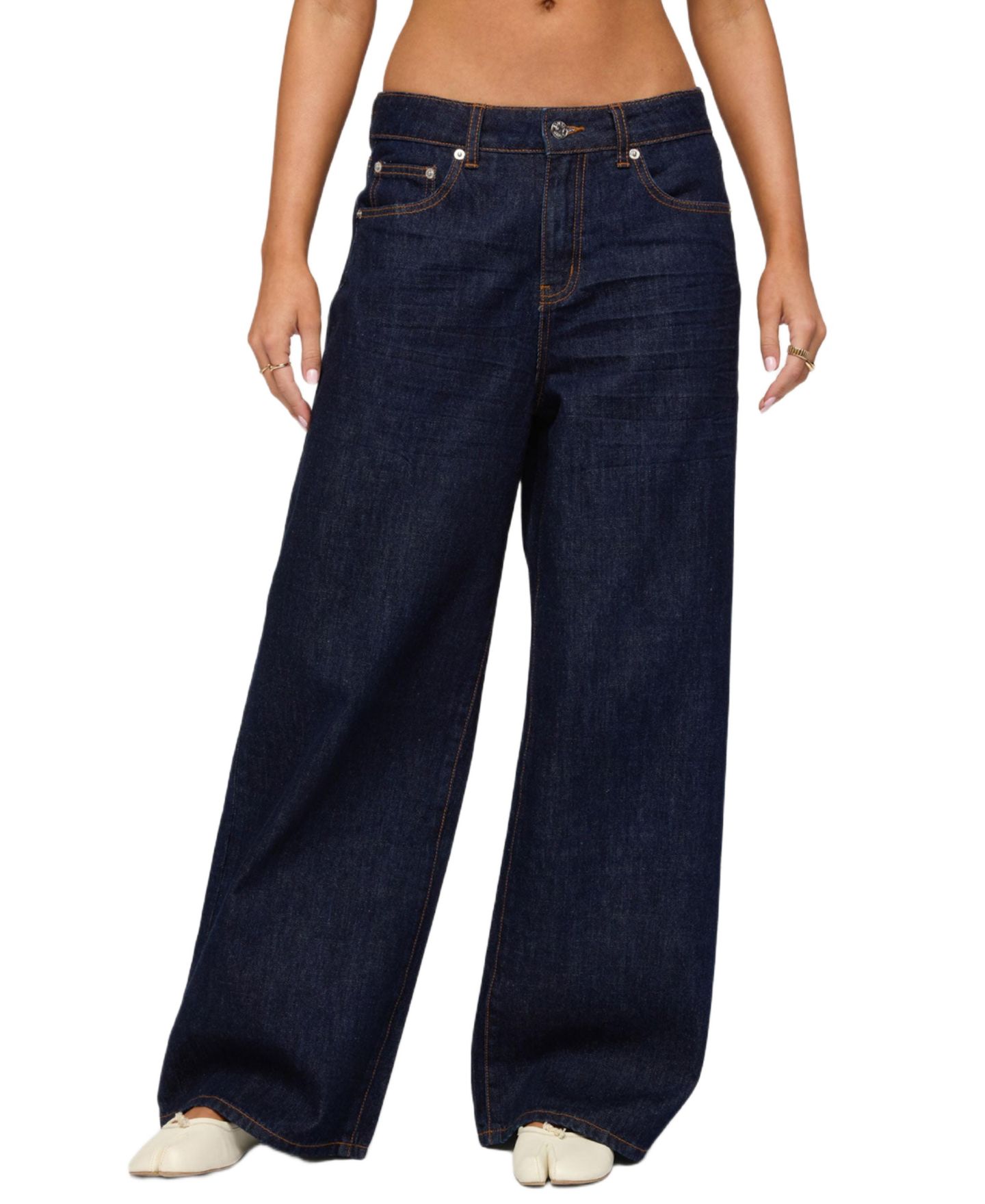 Женские джинсы Edikted Juanita Low Rise Baggy, цвет: Тёмный синий — фото 1