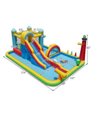 Giant Inflatable Water Slide Park with Long Slide & Jumping Area