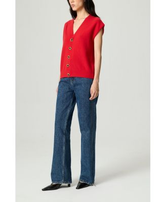 Women's Embellished V-Neck Knit Sweater Vest