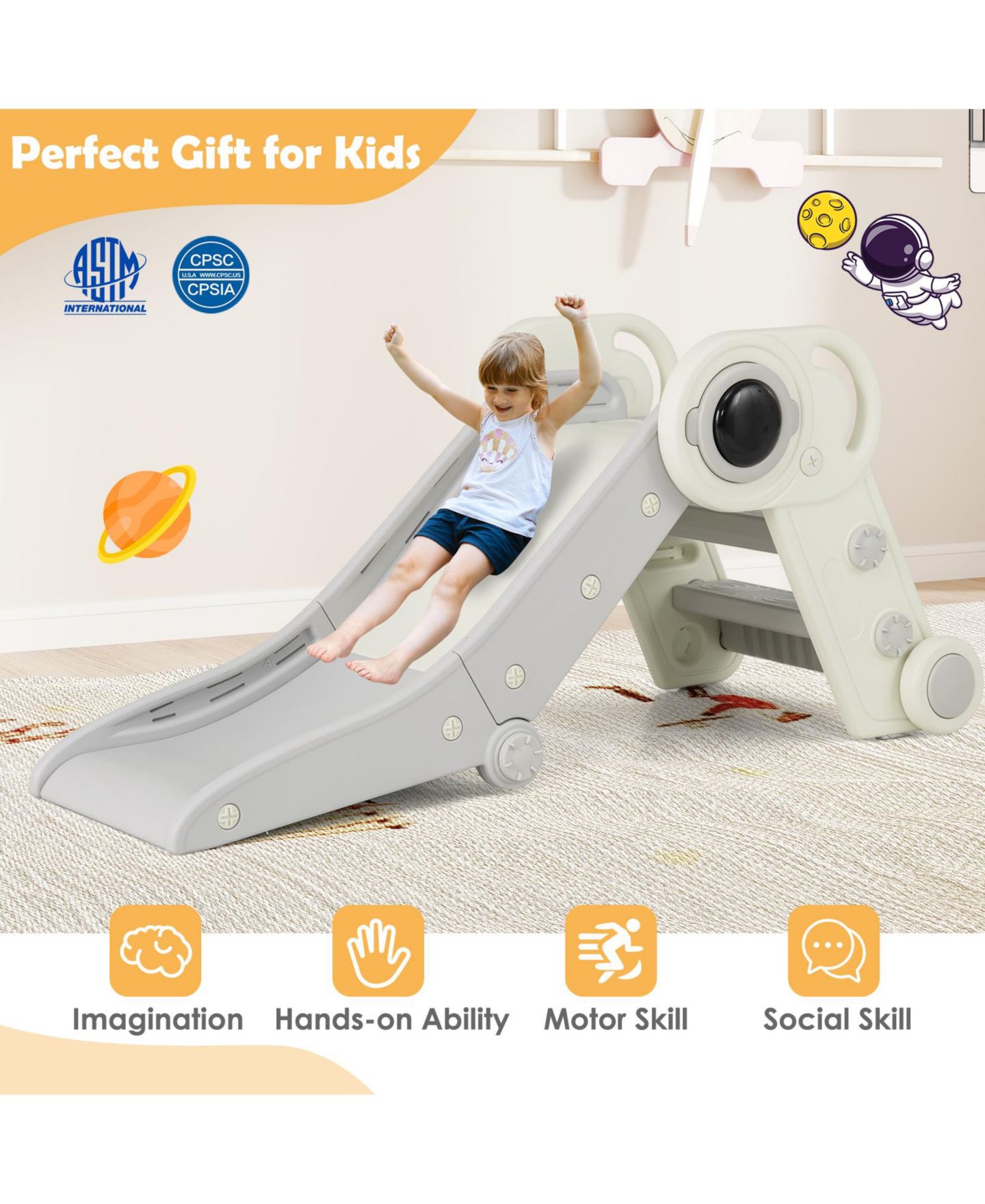 Детская игрушка Mecale 2-in-1 Baby Slide and Climber for Toddlers, 18+ Months, цвет: Белый — фото 8