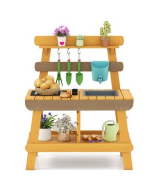 Outdoor Mud Kitchen for Kids, Wooden Play Kitchen Toy for Boys & Girls Ages 3-8