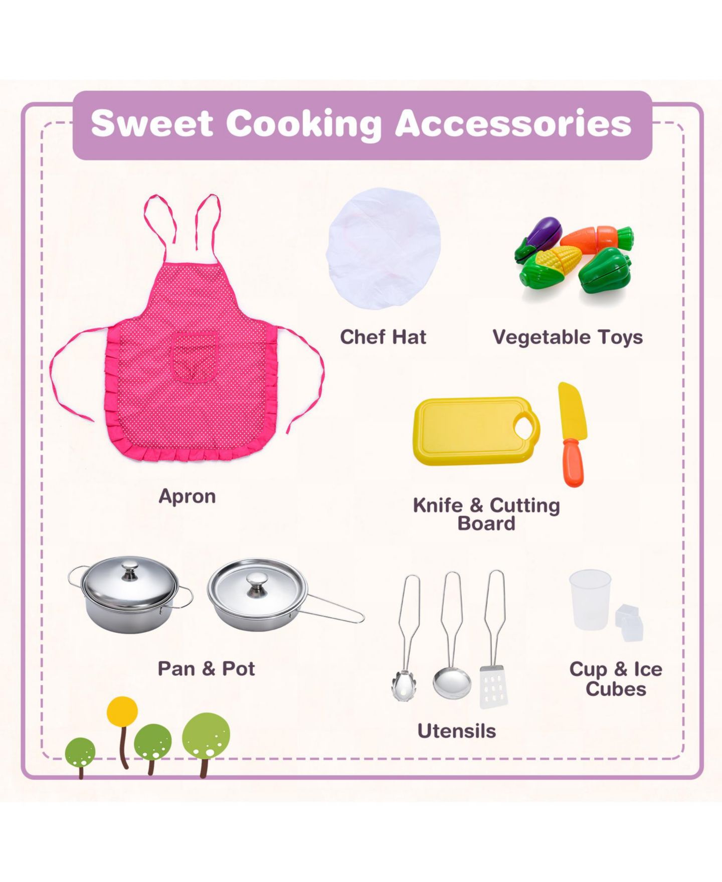 Детский игровой набор Mecale Separate Washing Basin Kids Corner Kitchen Playset, Ages 3+, цвет: Розовый — фото 7