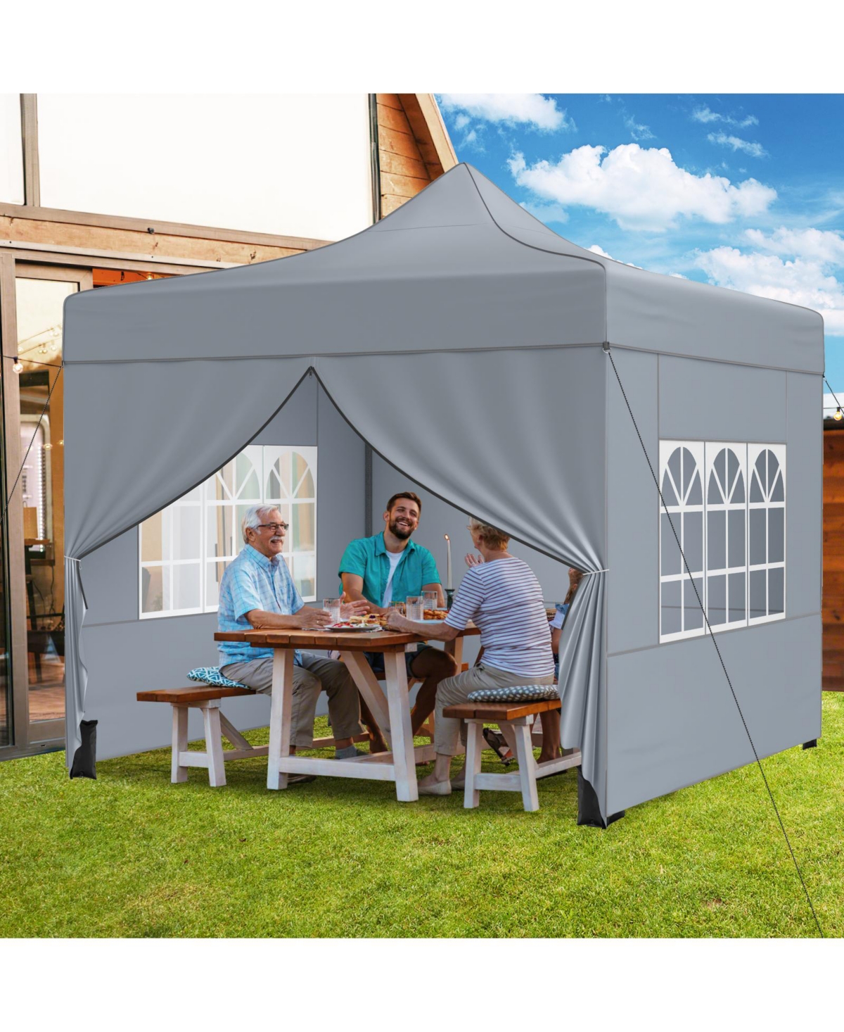 Mecale 10x10 ft Pop-Up Canopy Tent with 4 Removable Sidewalls & Wheeled Bag