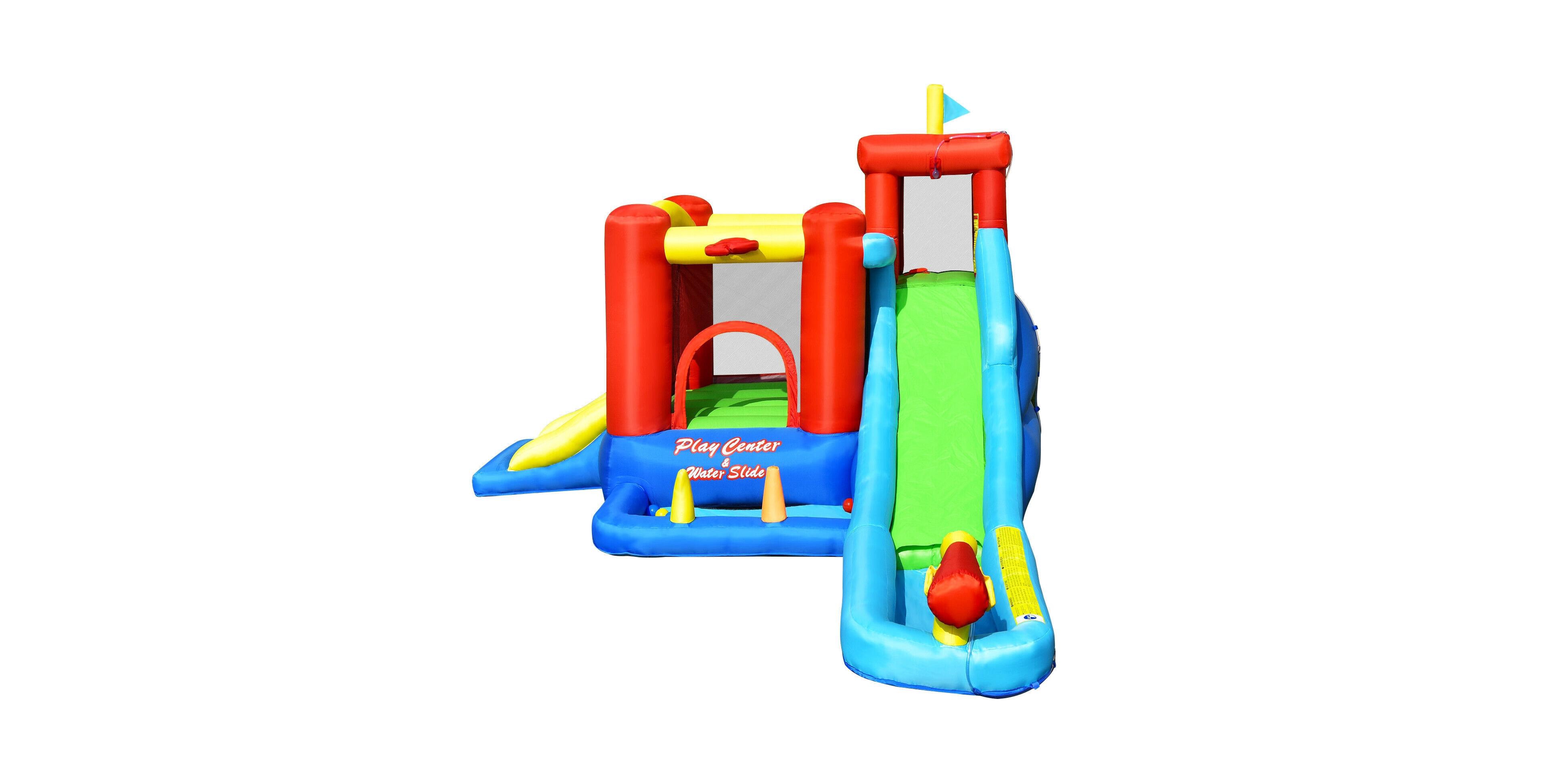Mecale 9-in-1 Inflatable Kids Water Slide Bounce House, No Blower Included