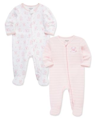 Baby Girls' Puppies Print Coveralls, 2-Pack