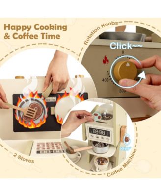 Kids Corner Play Kitchen with Faucet, Dishwasher & Stove for Imaginative Role Play