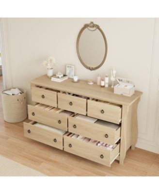7 Dresser for Bedroom, 54 in Wide Drawer Dresser with Storage Freestanding, Wooden Closet Storage Chest for Living Room, Bedroom, Entryway