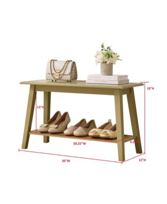 Wood Entryway Bench with Storage Shelf – Modern Accent Seating for Hallway, Bedroom, Living Room or Narrow Space-Saving Shoe