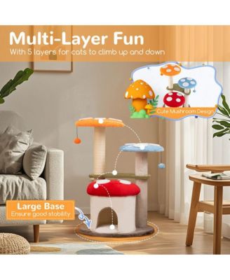 35" Cat Tower with Sisal Scratching Posts, Condo & Padded Platforms, Indoor Cat Tree