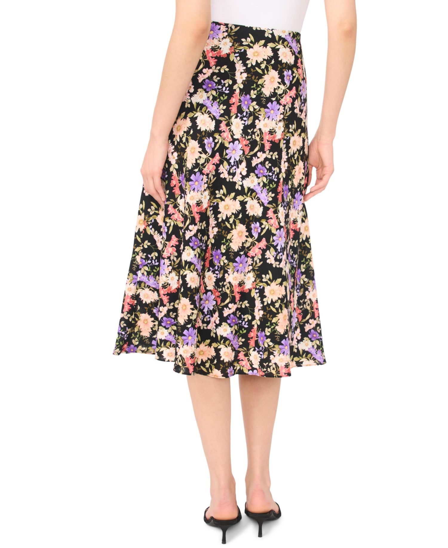 Women's Linen-Blend Floral Midi Skirt