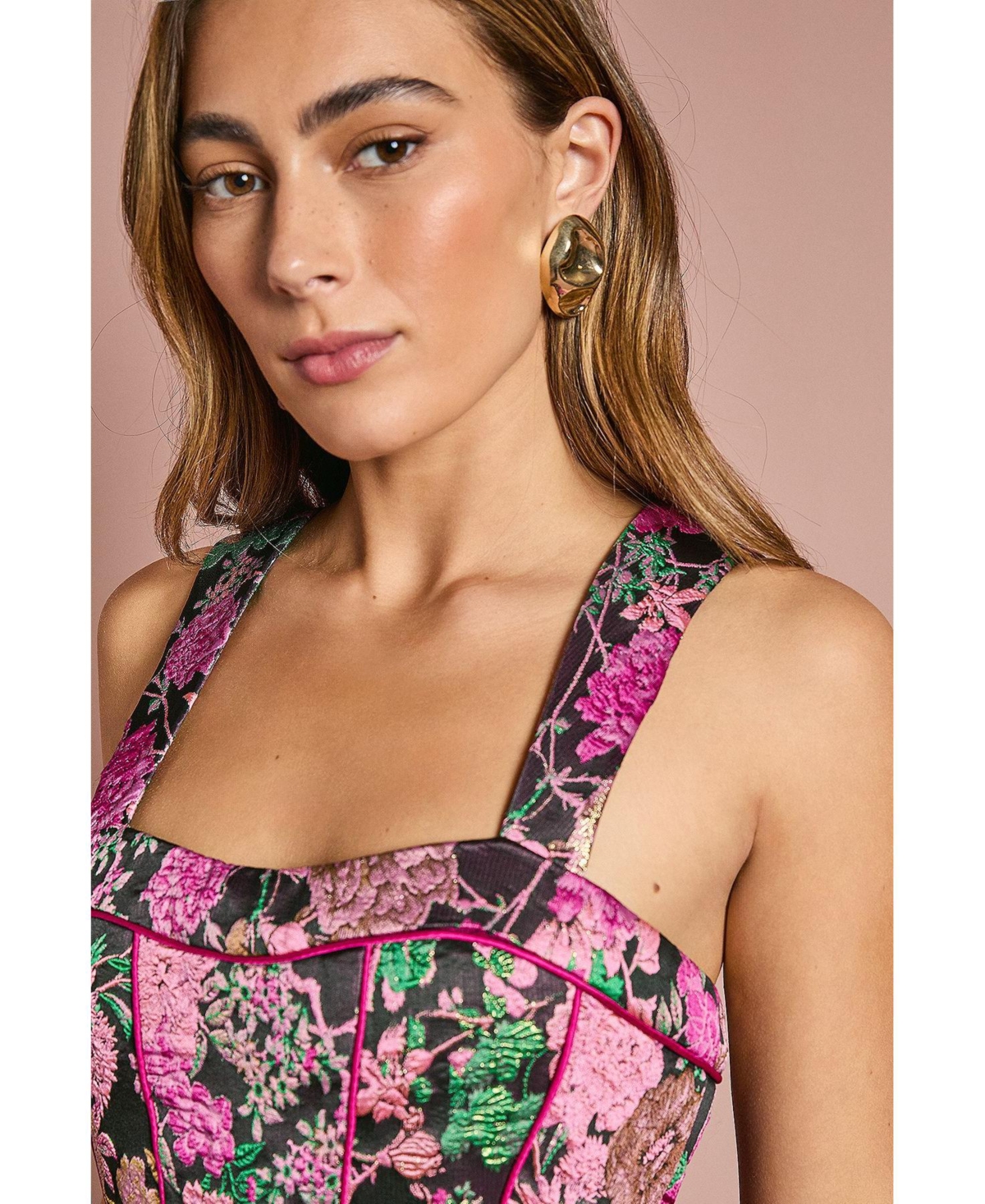 Coast Women's Corset Jacquard Midi Dress