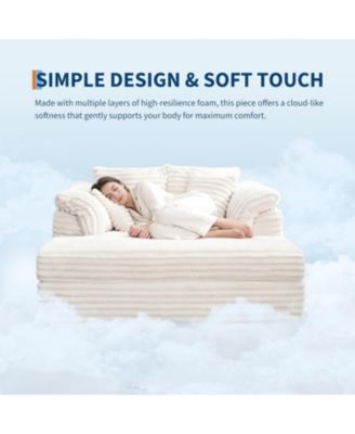 Oversized Chaise Lounge Chair Indoor Upholstered Sofa Bed with Throw Pillows and Armrests Comfy Corduroy Sleeper Couch