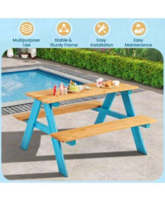Kids Wooden Picnic Table with Benches for Indoor and Outdoor