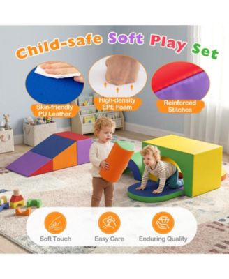 7-Piece PU Leather Toddler Climbing Blocks Set, Soft Foam for Safe Indoor Activity and Motor Skills