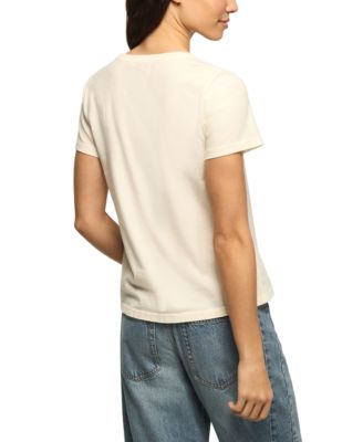 Women's Floral Skull Printed Classic Fit Crew Neck T-Shirt