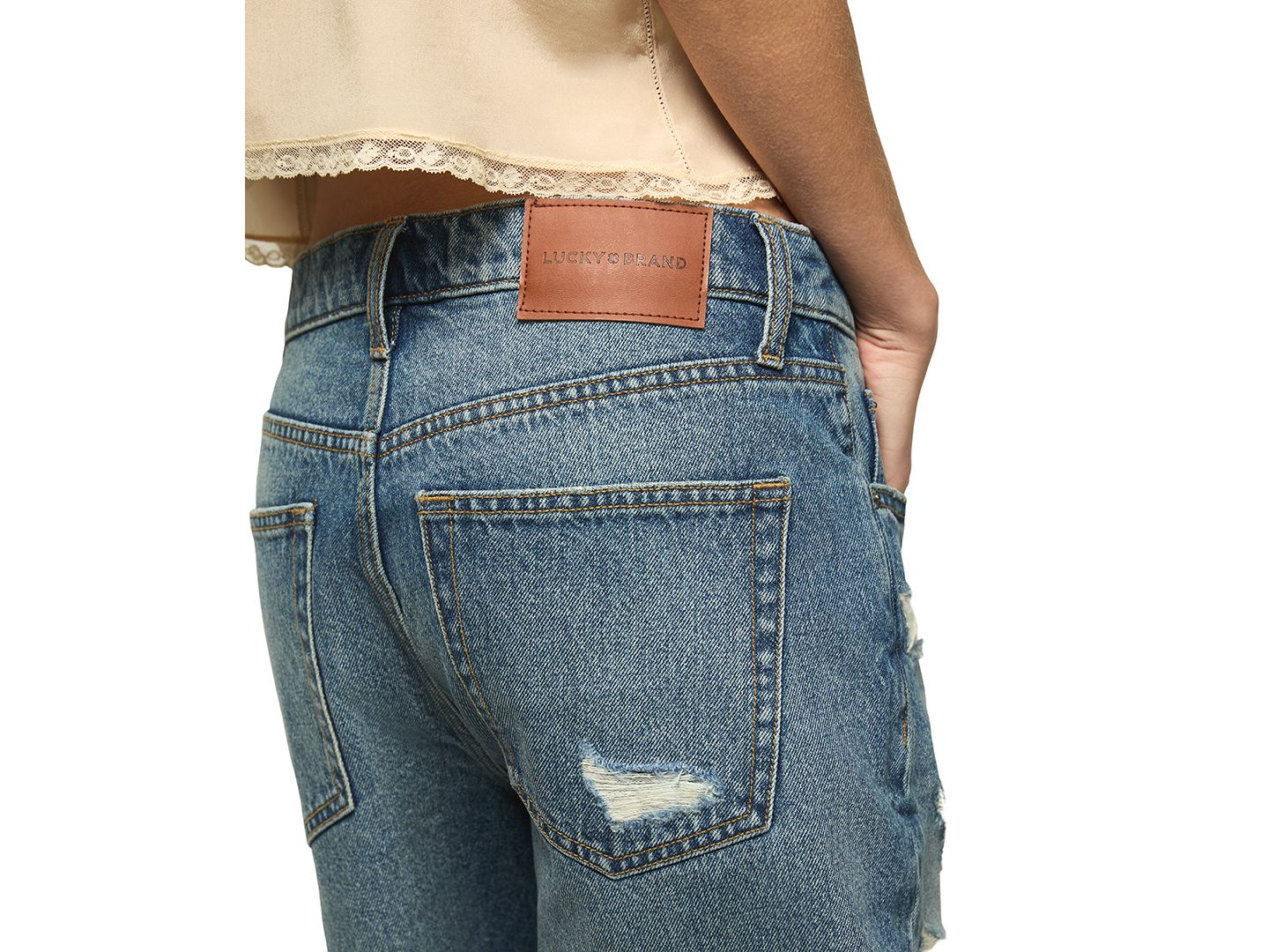 Женские шорты Lucky Brand Cotton Baggy Classic High-Rise, цвет: Выцветший жёлтый варёный — фото 5