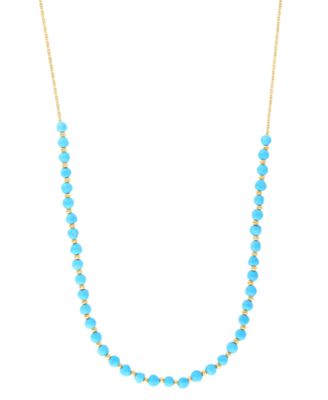Turquoise (3.5 mm) Necklace in 14k Yellow Gold