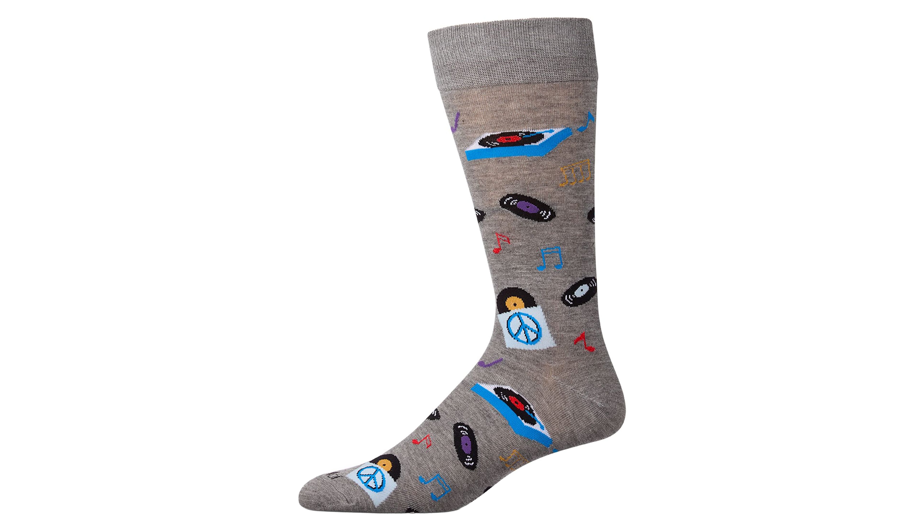 MeMoi Men's Vinyl Tunes Novelty Crew Socks