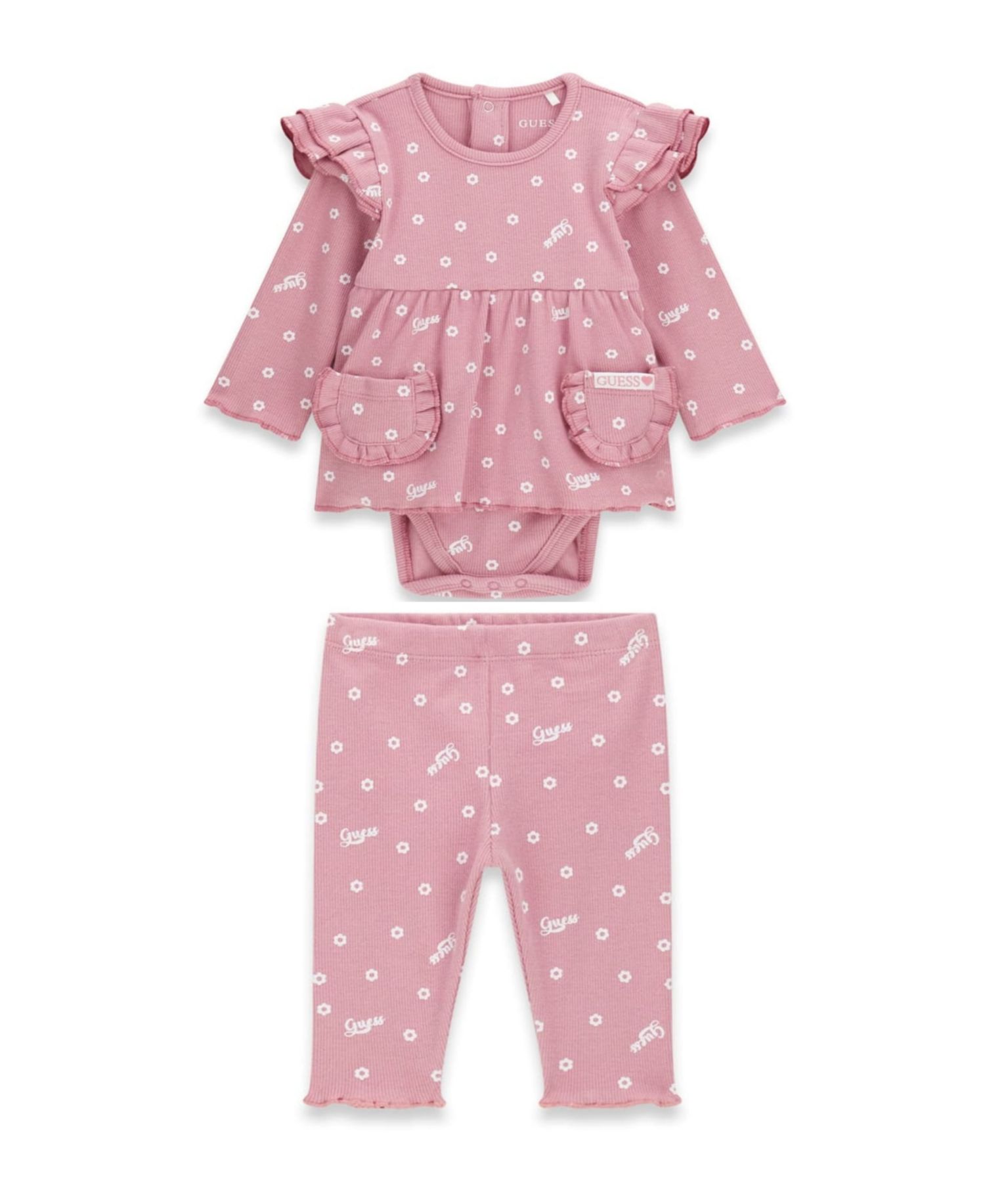 Baby Girls' Stretch Rib Long-Sleeve Bodysuit and Pant, 2-Piece Set
