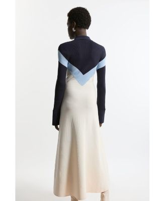 Women's Rib-Knit Polo Top Maxi Dress