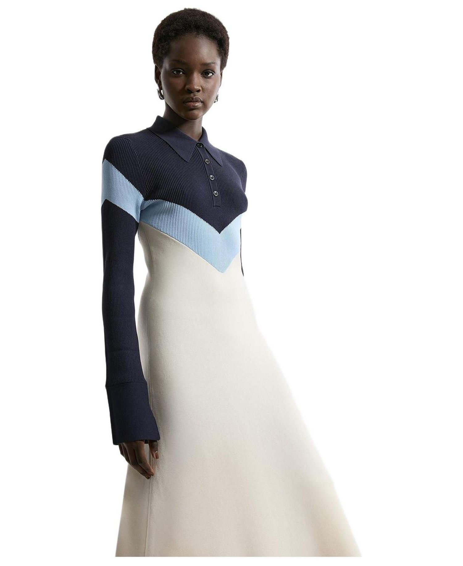 Women's Rib-Knit Polo Top Maxi Dress