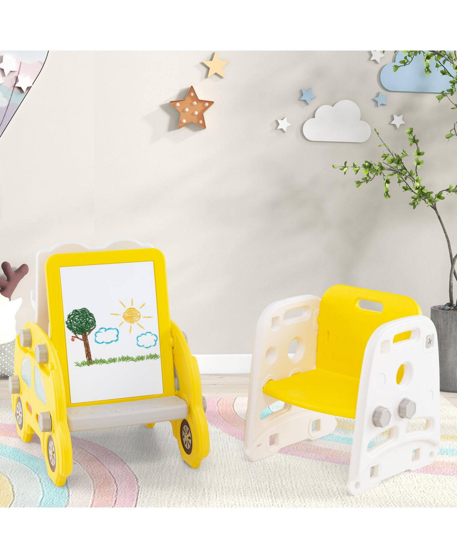 5-in-1 Convertible Double-Sided Magnetic Whiteboard Toddler Slide Set