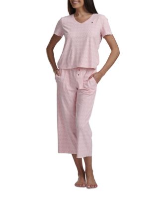 Women's 2-PC. Short-Sleeve T-Shirt & Wide-Leg Cropped Pants Pajama Set
