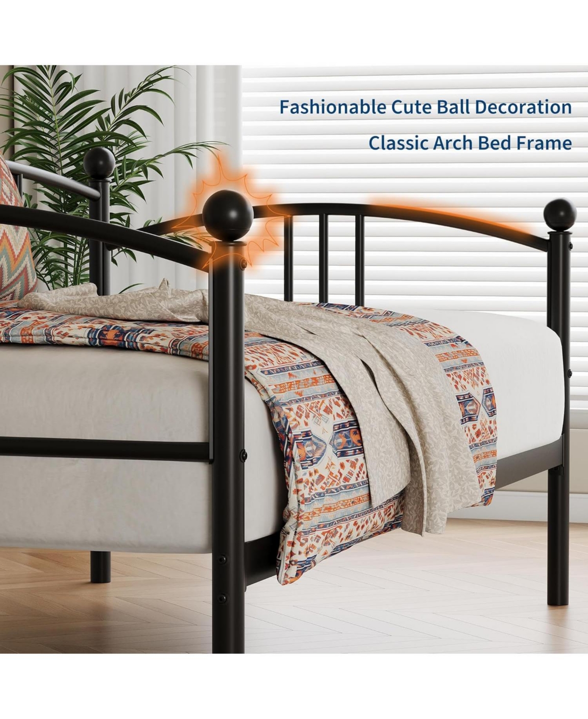 gaomon Twin Daybed with Trundle, Metal Twin Size Daybed with Pullout Trundle 6 Casters