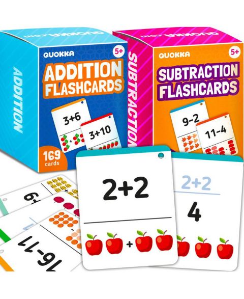 Детские игрушки Quokka Flash Cards Grades 1-3 Math 338-Piece Set, Ages 4+, цвет: 338 Add & Substract